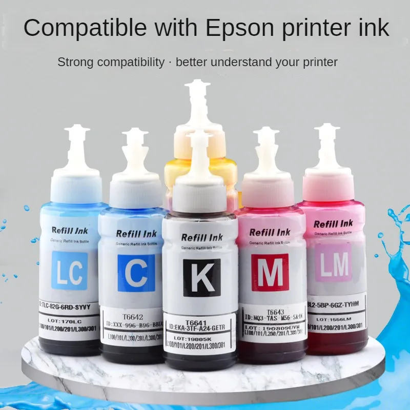 

4 colors Refill Printer Ink for Epson T6641 T6642 T6643 T6644 Ink Tank System Inkjet Printer Ink Bottle Refill Bulk Ink BK C M Y