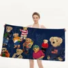 Cute Teddy Bear Happy Bath Towel Microfiber Soft Water Absorbing Breathable For Girl Kids Decorative Cartoon Beach Towel 5