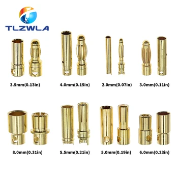 2mm 3mm 3.5mm 4mm 5mm 5.5mm 6mm 8mm RC แบตเตอรี่ Gold-plated Bullet ปลั๊กกล้วยคุณภาพสูงชายหญิง bullet กล้วยเชื่อมต่อ 1