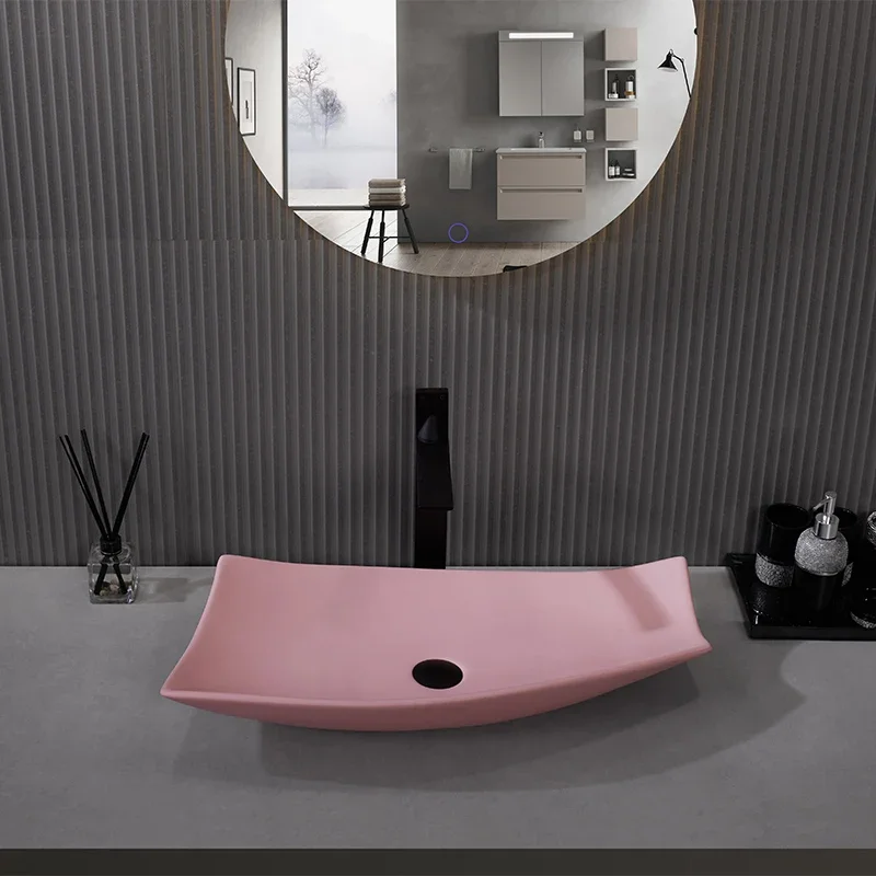 Nordic Personality Special-shaped Countertop Basin Wash Basin Feature Simple Toilet Washbasin Washbasin Pink