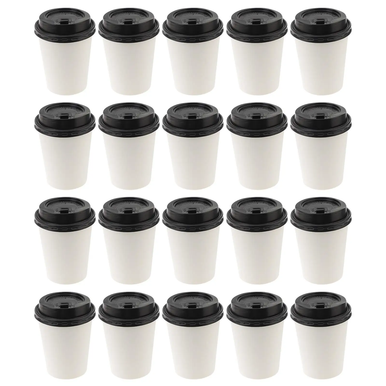 50 Pcs Paper Coffee Cup Disposable Cups With Lids Takeaway Cups Treated Paper Catering Supplies Dining Material