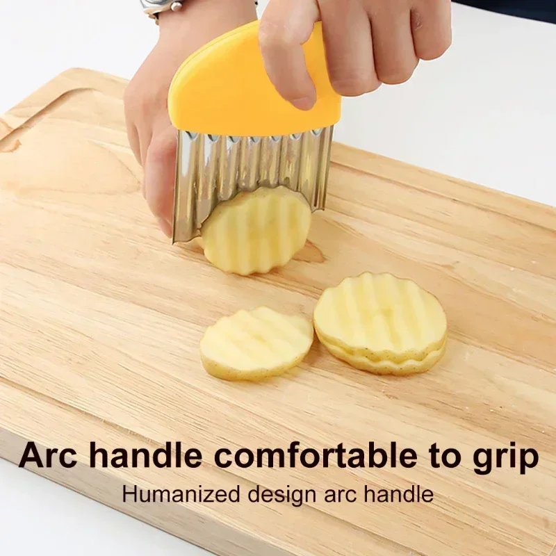 Stainless Steel Wavy Knife Potato Cutter Chips French Fry Maker French Fries Chopper Potato Knife Chopper Crinkle Wavy Slicer