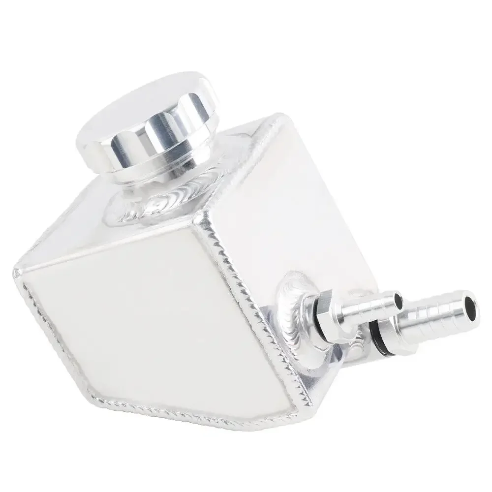 Sleek Silver Black Aluminum Power Steering Pump Fluid Reservoir Tank