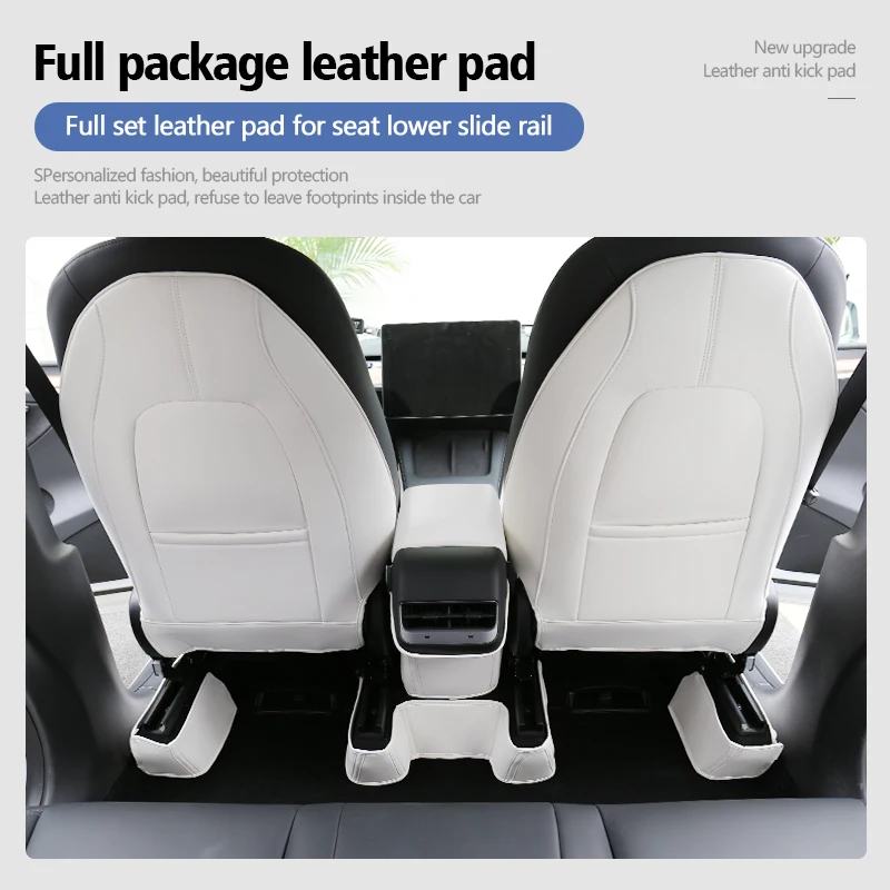 For-Tesla Model 3 Model Y Car Seat Back Child Anti Kick Pad Protector Interior Trim Leather Accessories Decoration