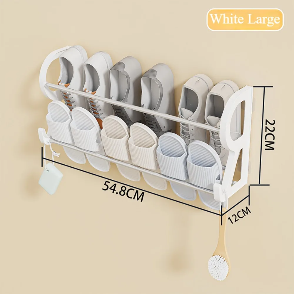 Over The Door Shoe Rack Adhesive Shoe Organizer Wall Mounted S-Shape Front Door Slipper Rack Bathroom Multifunctional Shelf shoe rack,shoe organizer,shoe cabinet