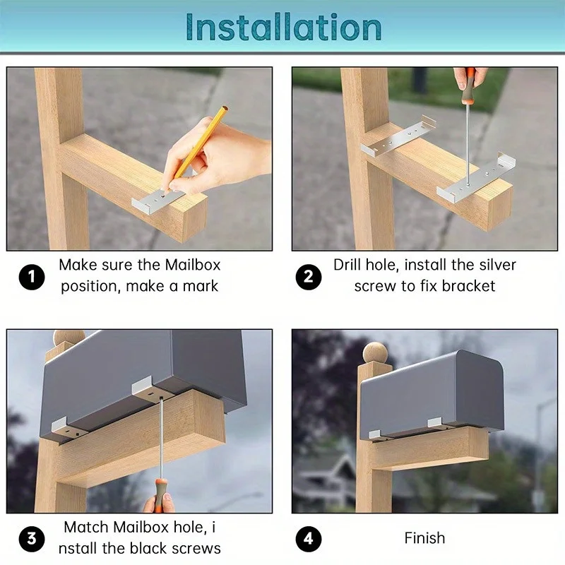 Heavy Duty Aluminum Mailbox Mounting Bracket Durable Metal Post Installation for 8in Wide Floor Sturdy Ground Mailbox Fixture