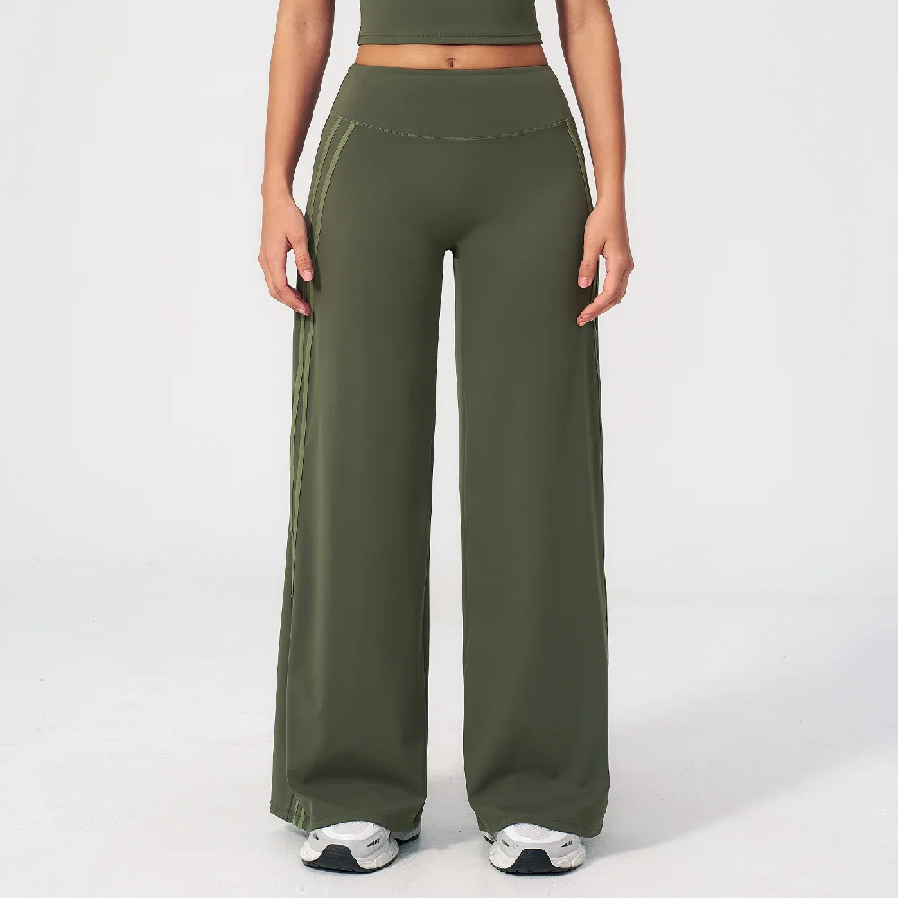 Yoga Pants High Waist Wide Leg Trousers Women Tummy Control Flared Pants Straight Workout Trousers Casual Fitness Bell-bottoms 3