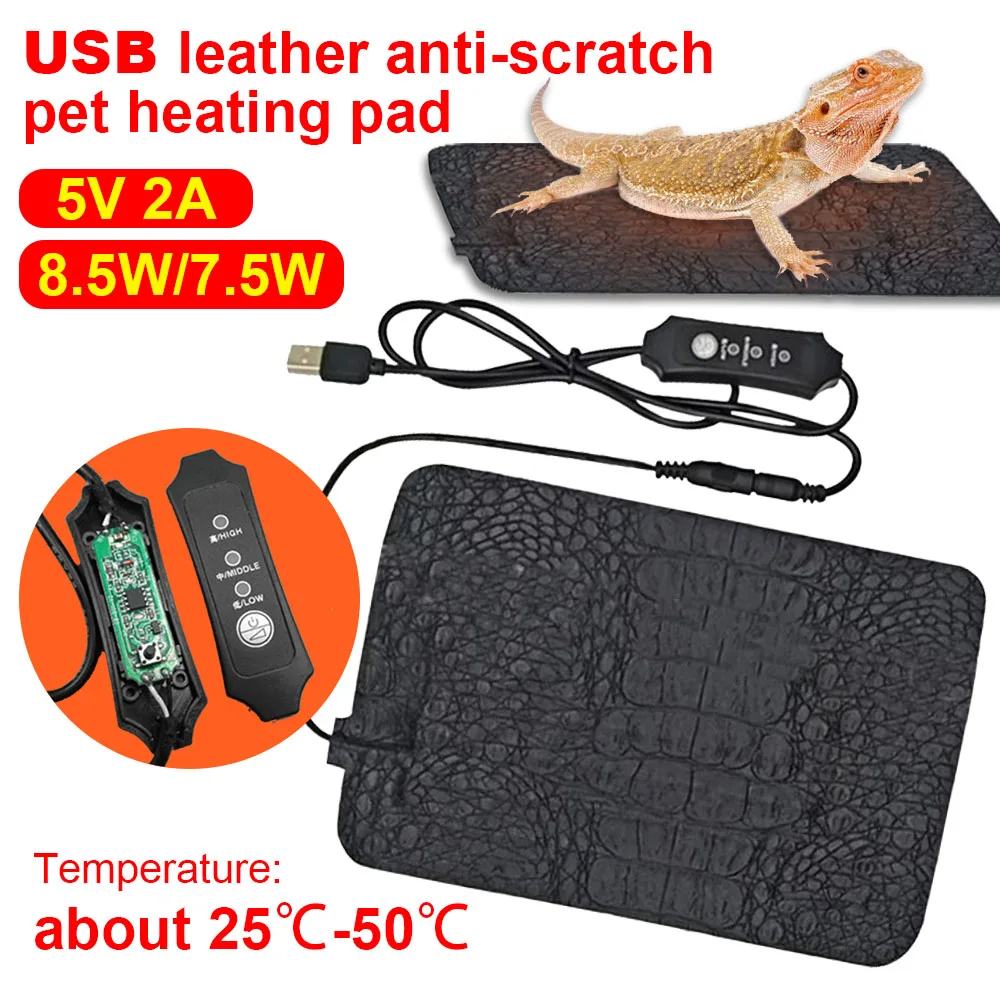 Waterproof Reptile Heat Pad – 7W Adjustable Temperature Terrarium Heater For Tanks, Snakes, Lizards