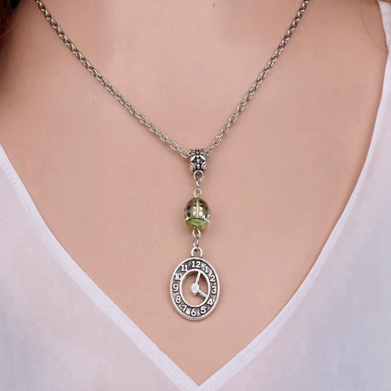 Watches Clock Necklace Pendant Vintage Coffee Machine Choker Acrylic