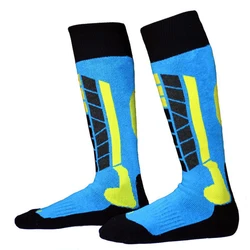 Premium Thermal Winter Cotton Unisex Ski & Sports Socks - Cozy & Thicker Warmth - Eu 43-46 (Blue Black)