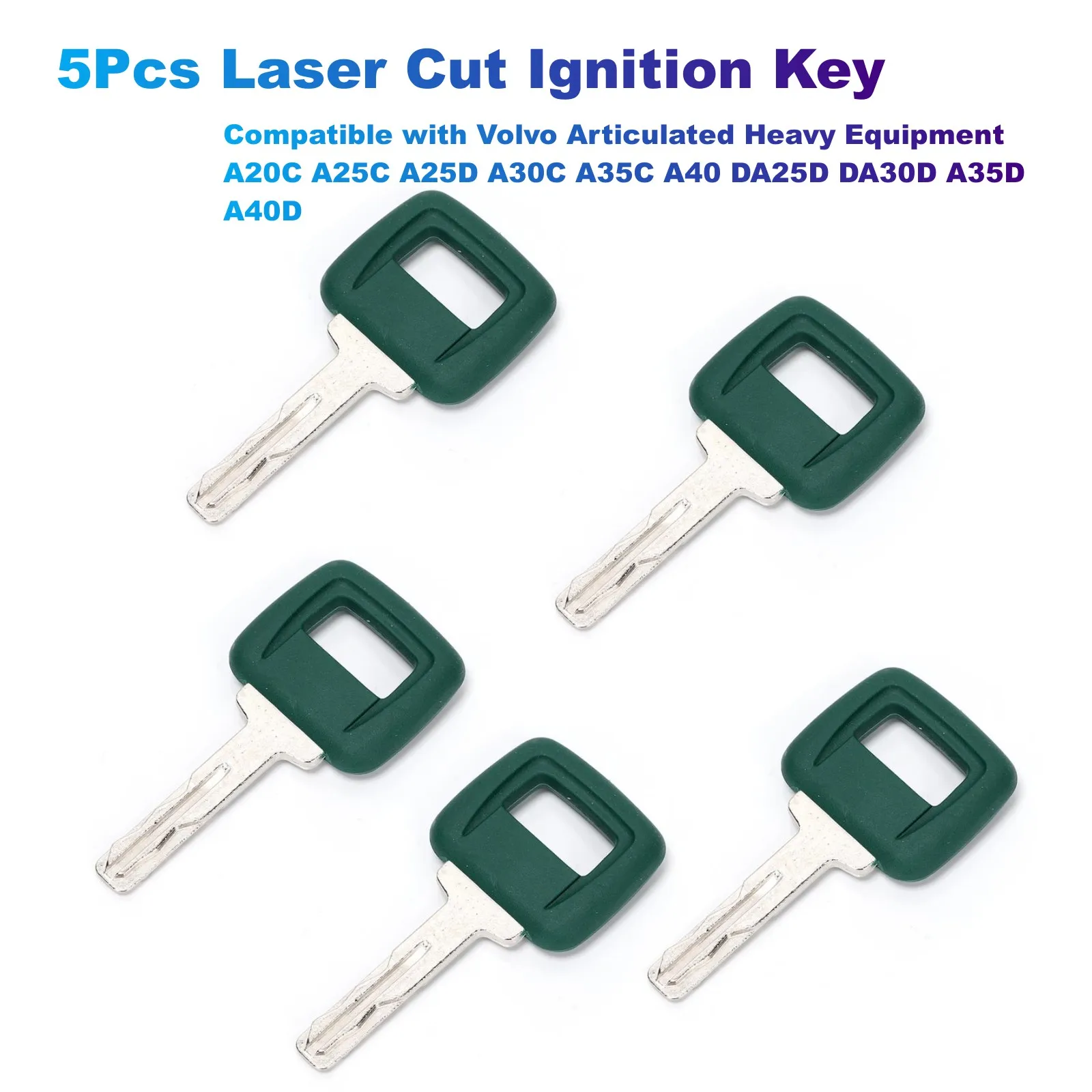 5Pcs Laser Cut Ignition Key Compatible with Volvo Articulated Heavy Equipment A20C A25C A25D A30C A35C A40 DA25D DA30D A35D A40D 20pc key 5080 for ihi for marooka excavator heavy equipment ignition key 069027029