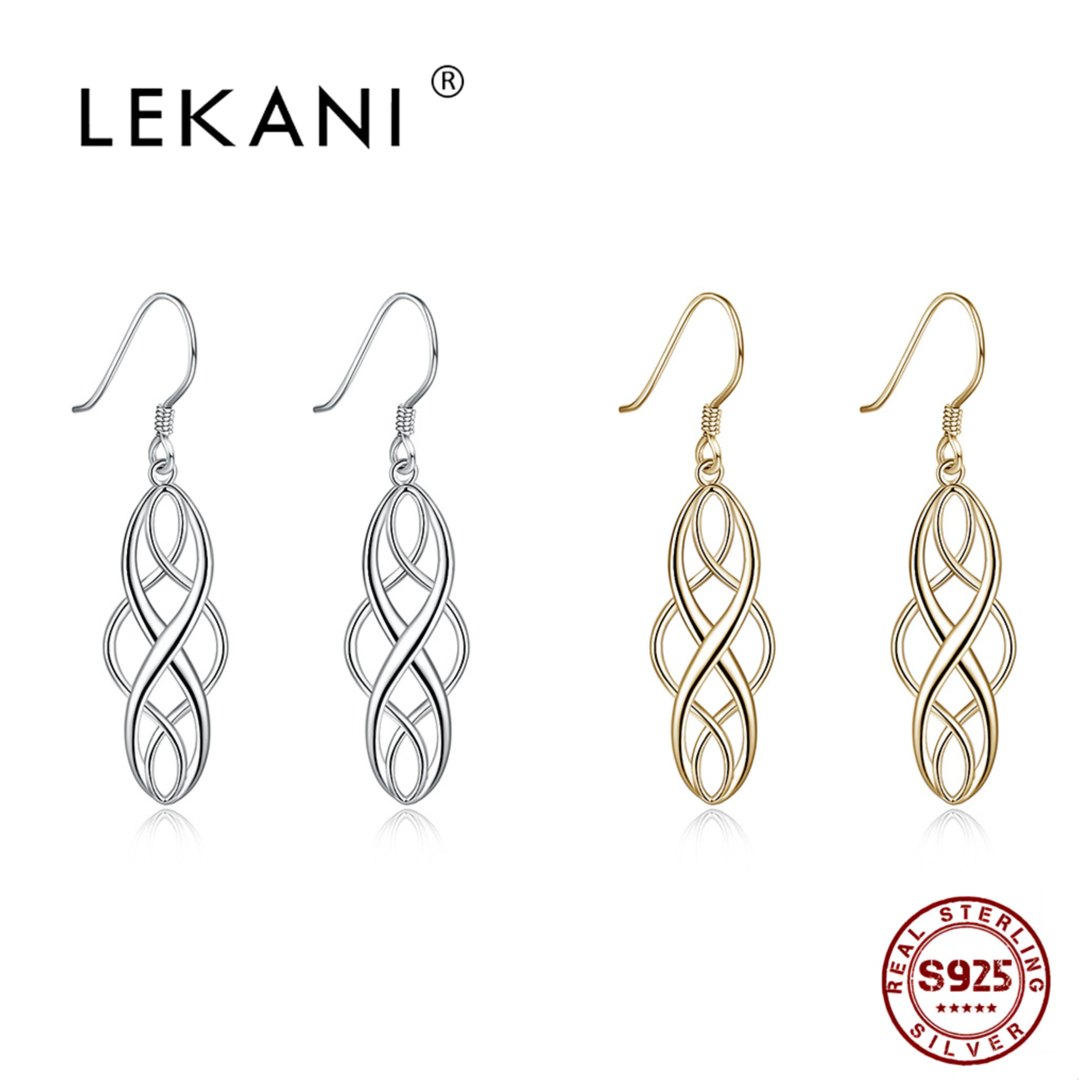 

LEKANI Real 925 Sterling Silver Simple Geometric Hoop Earrings For Women Fine Stainless Steel Certified Original Jewelry Gift