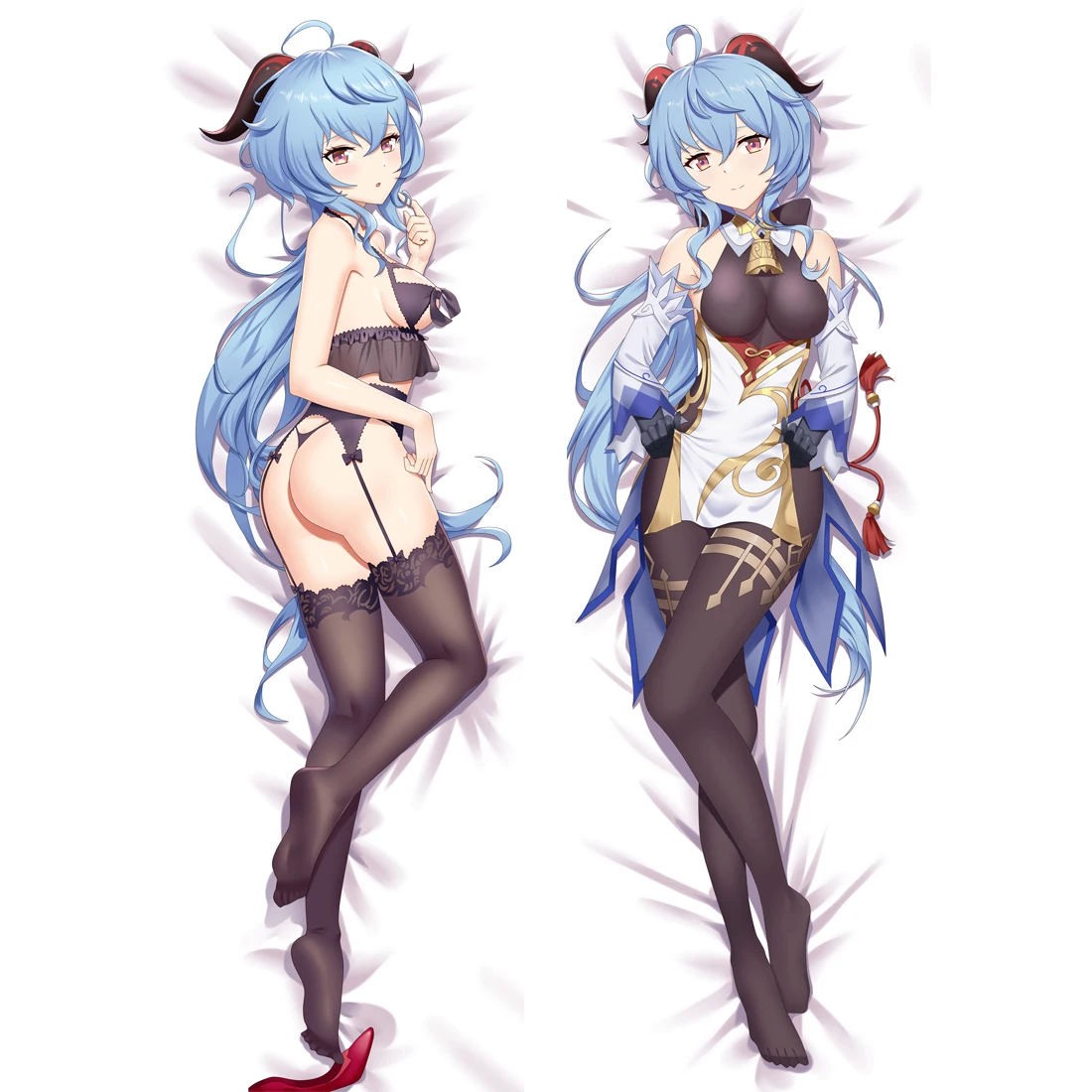 

Japanese Anime Dakimakura Genshin Impact Ganyu XIAO Hugging Body Pillowcase Pillow Case Long Cushion Cover Peach Skin/ 2way Gift