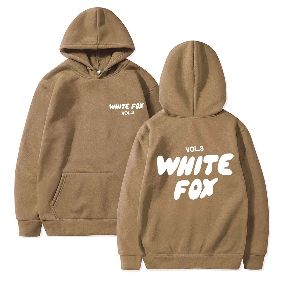 White Fox women's hoodie, loose fitting hoodie, thick wool, letter print, 2024