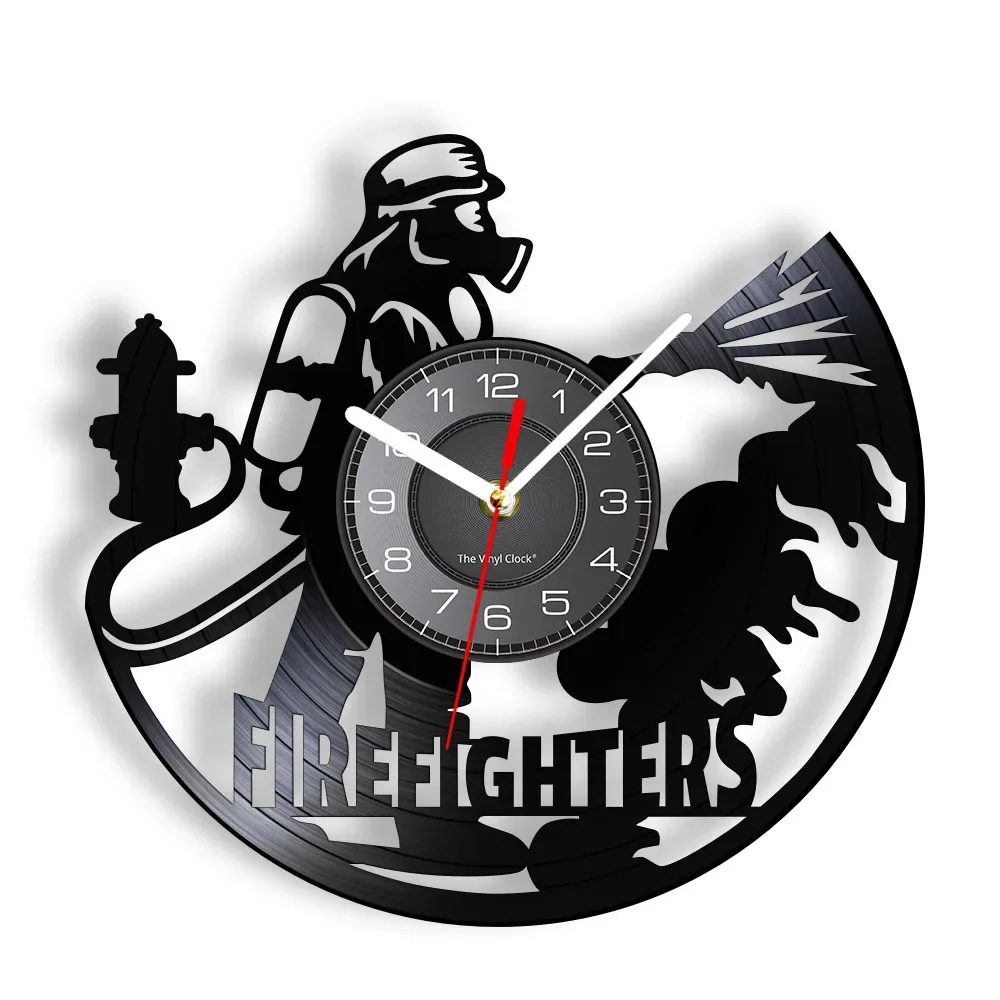 

Firefighters At Work Fire Protection Rescue Modern Design Wall Clock for Control Department Fireman Silent Swept Watch Decor