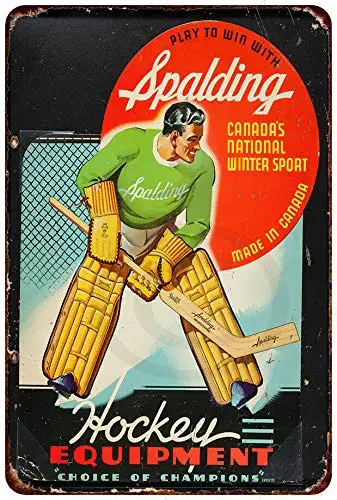 

Spalding Hockey Equipment Metal Tin Sign 8x12 Inch Wall Decor Sign
