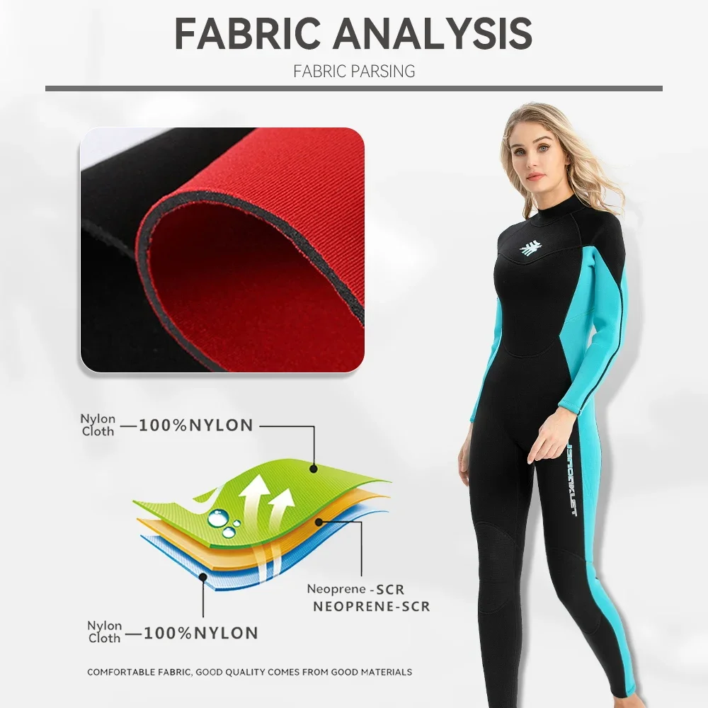 Women's 3mm Neoprene Snorkeling Suit Warm Anti-Jellyfish Cold-Proof One-Piece Back Zipper Wetsuit For Swimming Drifting Surfing Diving Suits
