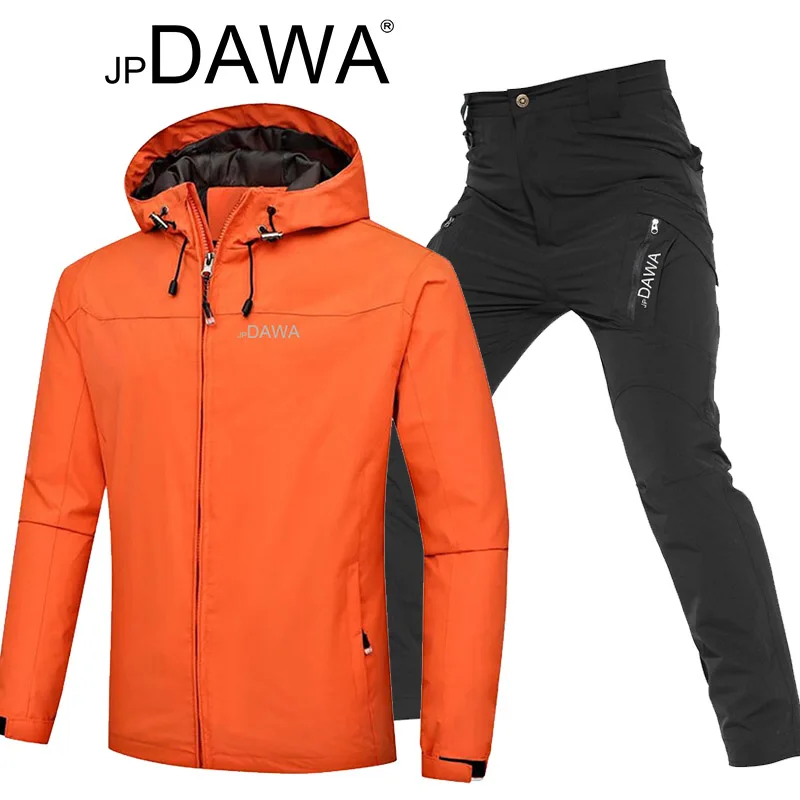 jp Dawa Fishing Jacket Men's Spring and Autumn Tactical Pants Hooded Windproof and Rainproof Mountaineering Fishing Suit Set