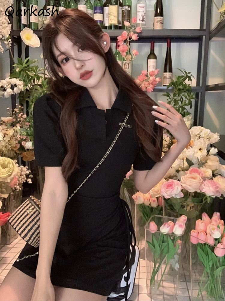 

Mini Dresses for Women Y2k Shirring Lovely Korean Preppy Style All-match Summer Fashion Short-sleeve Sweet Elegant College Daily