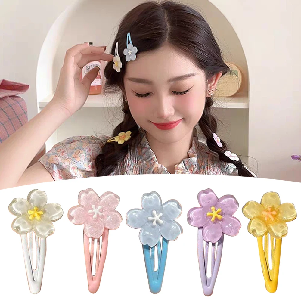 Sweet Jelly Cherry Blossom Hair Clip Headwear Cute Girls BB Clip