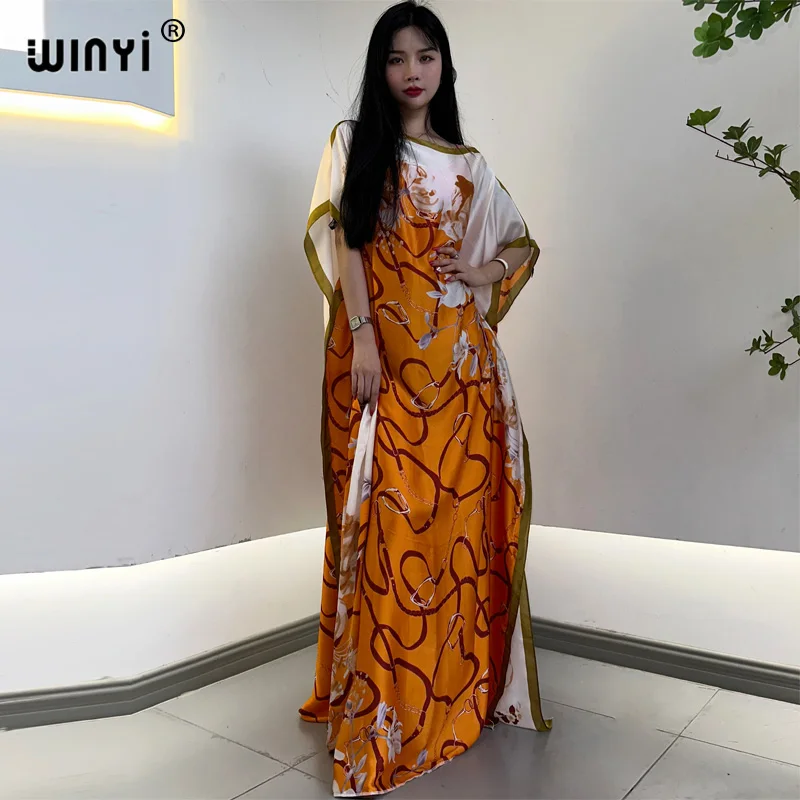 

WINYI 2023 boho print clothing for women Dubai Muslim Dashiki kaftan holiday Design evening dress abaya africa clothing
