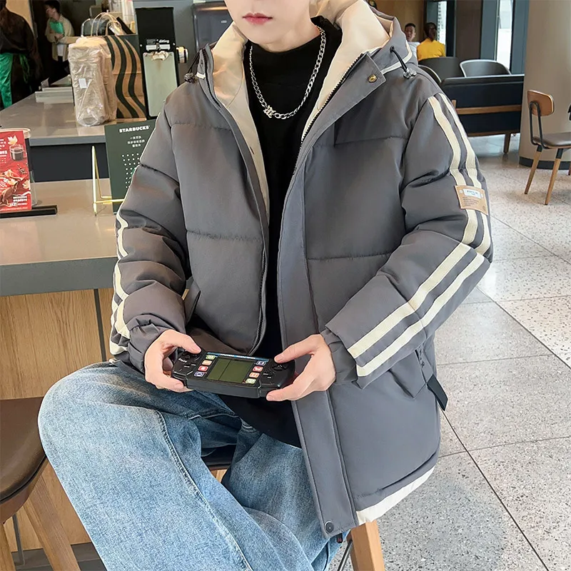 Trendy 2023 Autumn Winter Men's Hooded Thicken Parkas Loose Down Cotton-Padded Jackets Korea Youth Warm Coat Outwear Top Clothes