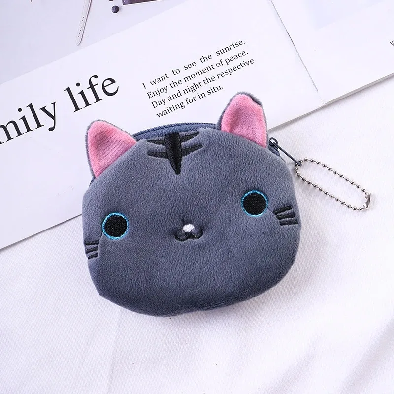 Cartoon Cat Coin Purse Plush Wallet Women's Fashion Zipper Mini Key Change Student Storage Wallet