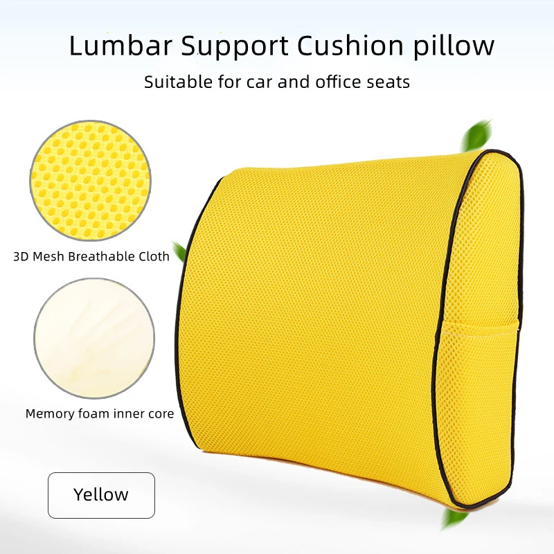 3D Car Lumbar Support Cushion Memory Foam Waist Pillow Soft Cozy Seat Back Cushion For Protect Lumbar Cushion Chair Sofa Office