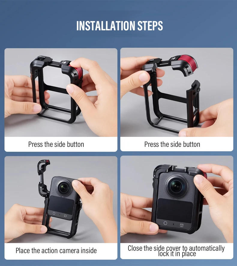 For DJI Osmo 360 Camera Accessories Metal Rabbit Cage Aluminum Expansion Mount B