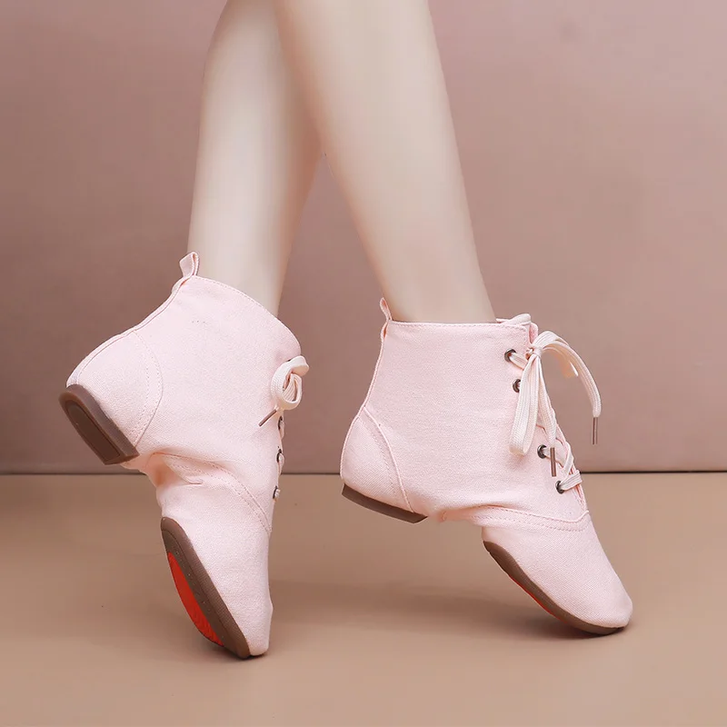Women's Dance Shoes Practice Dance Sneakers Jazz High-top Adult Children's Ballet Shoes Canvas Jazz Boots Soft-soled dance shoes