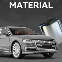 1:24 AUDI A8 Alloy Car Model Diecasts Metal Vehicles Car Model Simulation Sound and Light Collection Boys Toy For Childrens Gift 2
