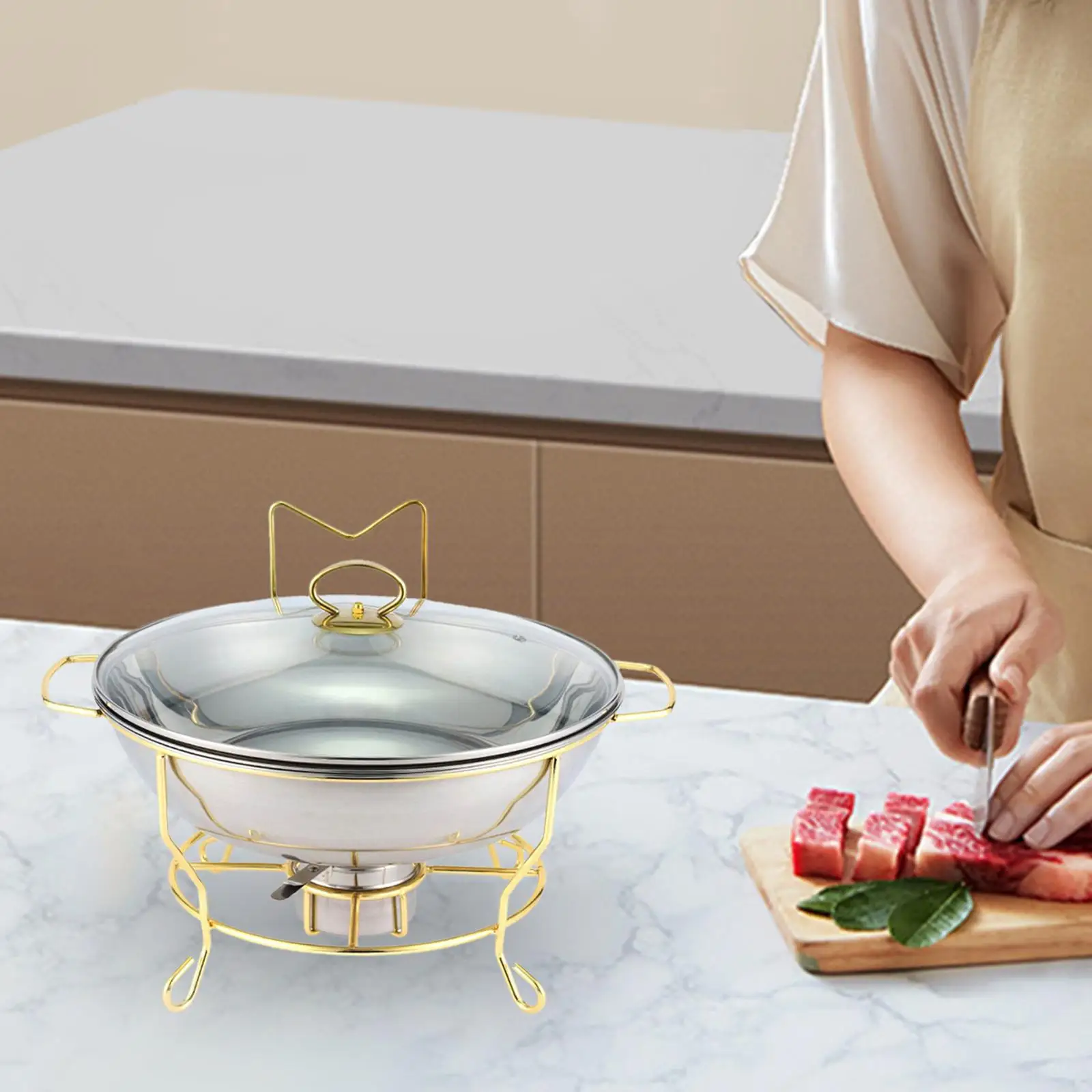Round et Chafer Chafing Dish et Set Rectangular Basin for Catering Parties