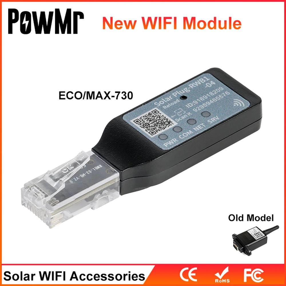 PowMr WiFi โมดูลอุปกรณ์ไร้สายพร้อม RS232 โซลูชันการตรวจสอบระยะไกลสําหรับ MPPT Off Grid Hybrid Solar Power Inverter พอร์ต WIFI 1