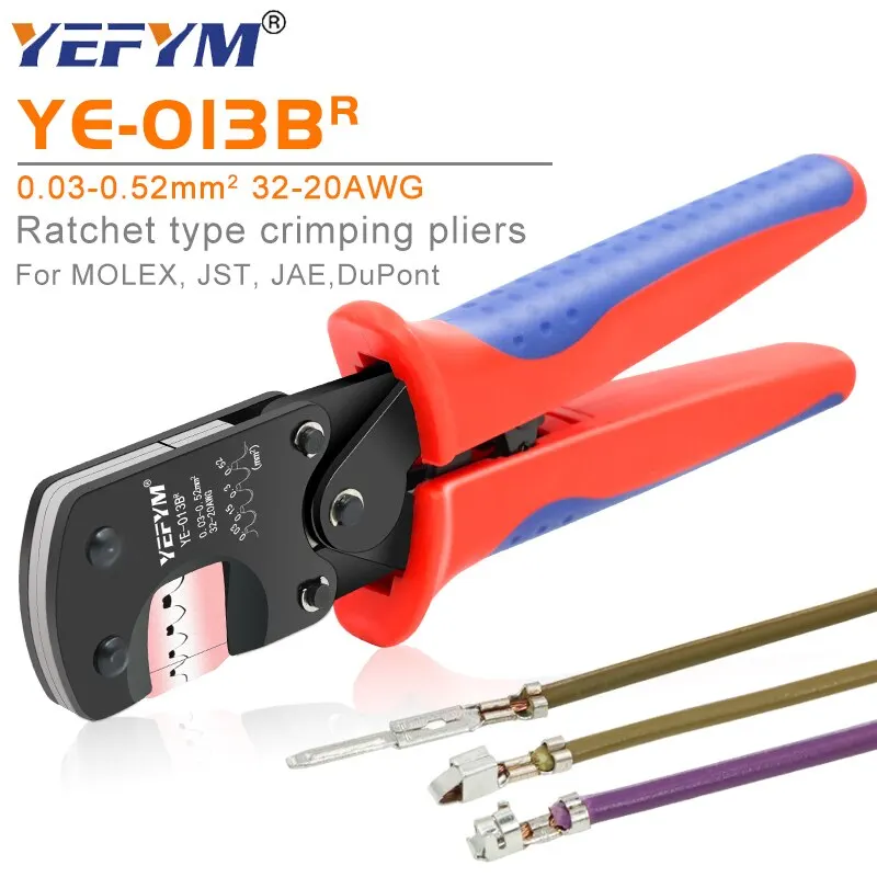 마이크로 커넥터 압착 도구 YE-013BR, XH2.54/PH2.0/ZH1.5 D-Sub, 오픈 배럴 슈트, Molex,JST 플라이어, 0.03-0.5mm ², 32-20AWG