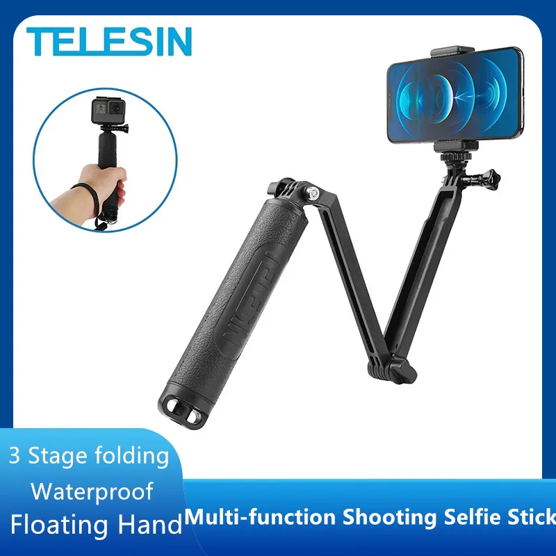 Floating Selfie Stick Monopod Handheld Pole for GoPro 5 4 3+ Silver Black  Camera