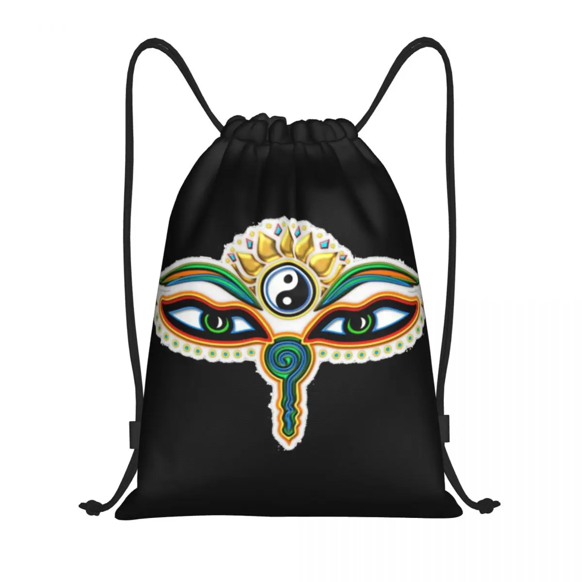 

Buddha Eyes Yin Yang Lotus Flower Symbol Wisdom And Enlightenment Multi-function Portable Drawstring Bags Sports Bag