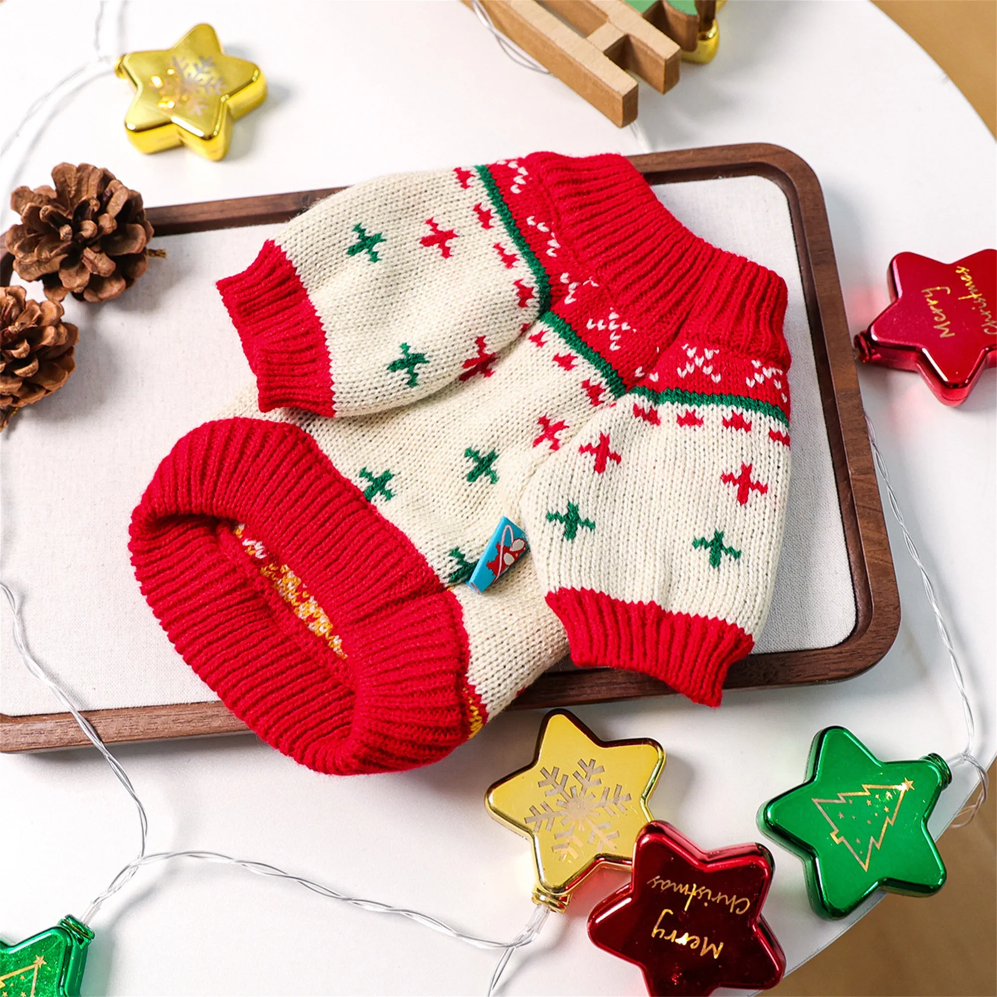Christmas Reindeer Dog Sweater Winter Holiday Pet Clothes for Small Dogs Girl Boy Festive Xmas Tree Design Cozy Knit Warm Coat 3