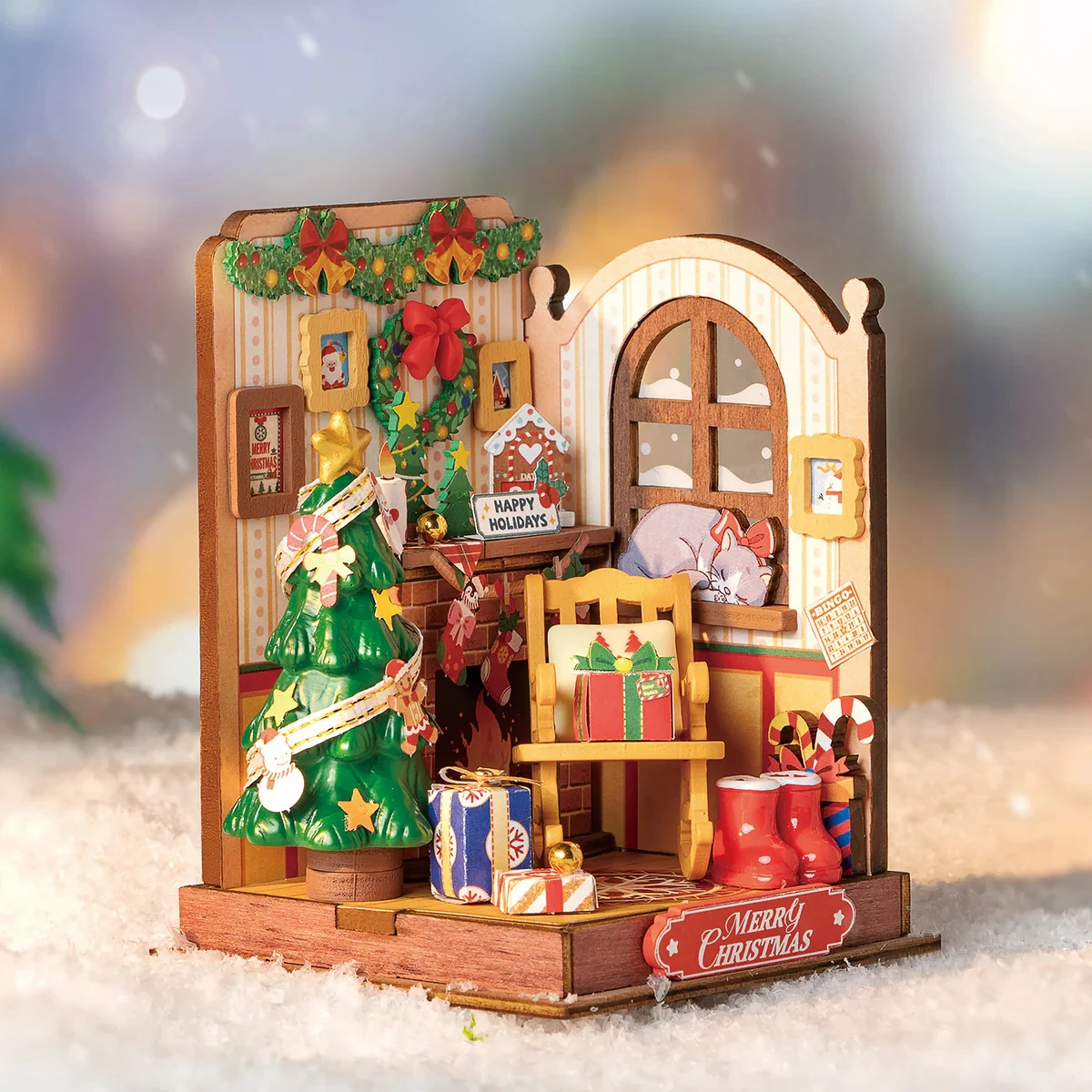 Robotime Rolife Miniature House Christmas Gifts Fireplace