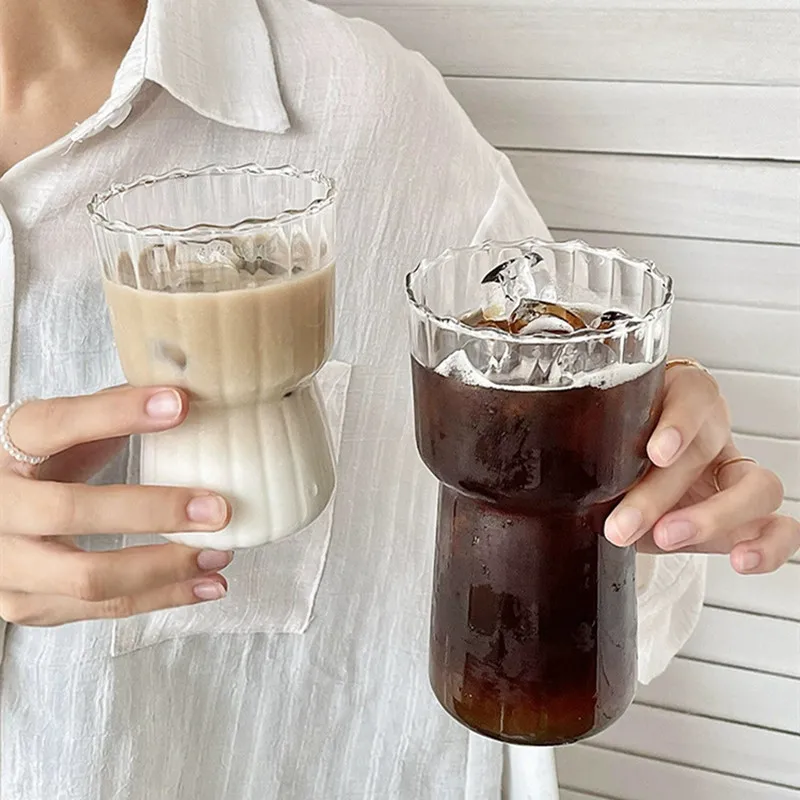 Striped Glass Cup Ripple Drinking Glassestea Juice Cup Quality Water Milk Home Drinkware Glass Office Coffee Cup