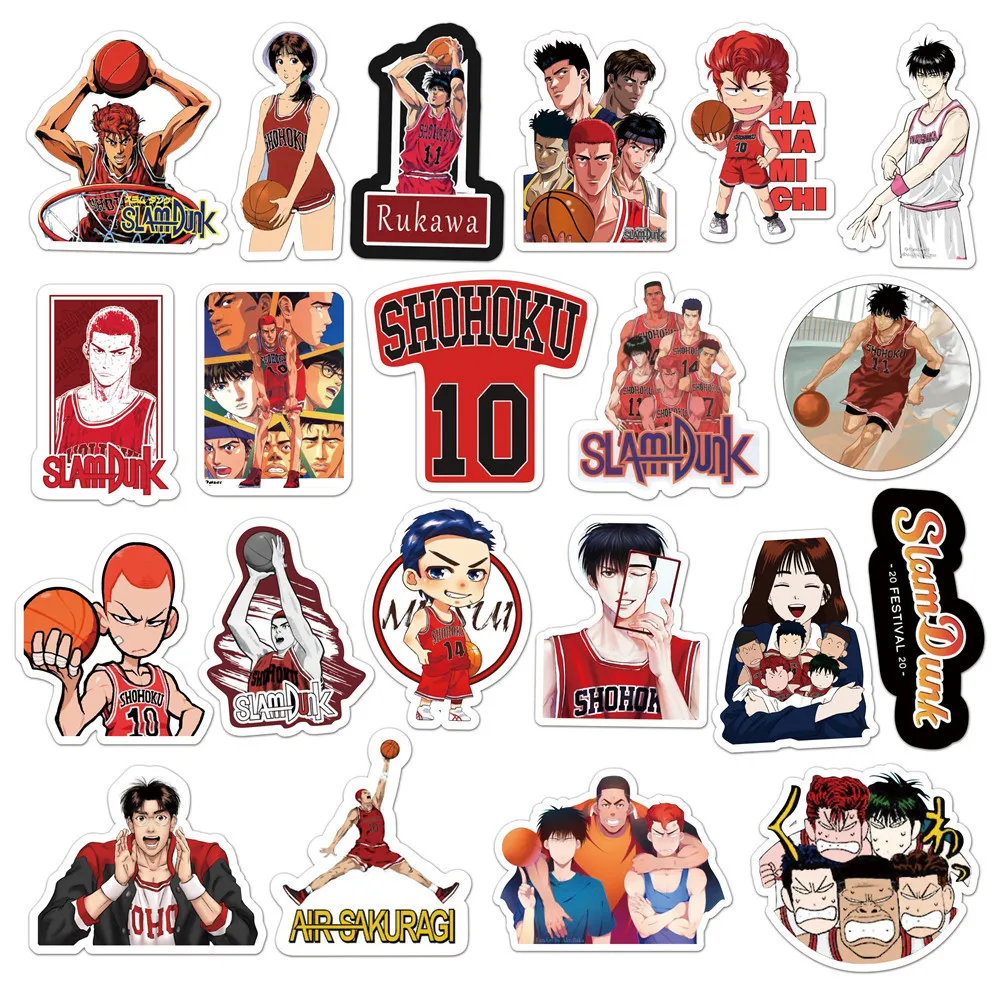 50pcs Slam Dunk Anime Stickers Cute Phone Case Waterproof Sticker