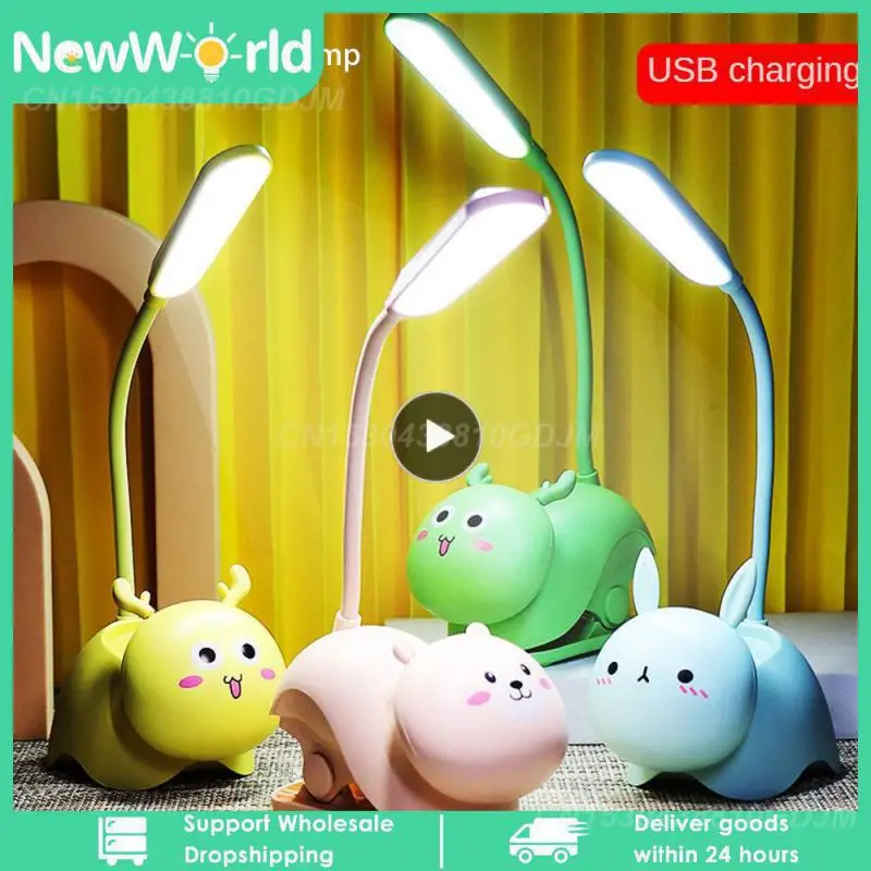 

1PCS Creative Cartoon Cute Pet Animal Cat Rabbut Deer USB Eye Table LED Night Protection Child Recharge Table Light Lamp Reading