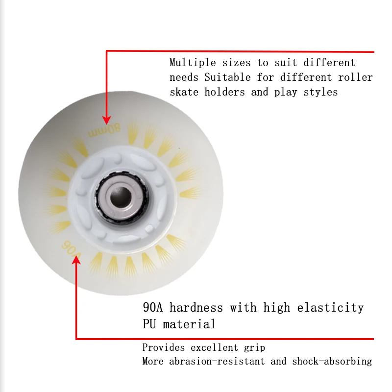 4pcs LED Flash Wheels 68mm/72mm/76m/80mm Inline Skates Rock Fancy Skates Light Up Wheels PU Tires Multi-color available roller skating wheels
