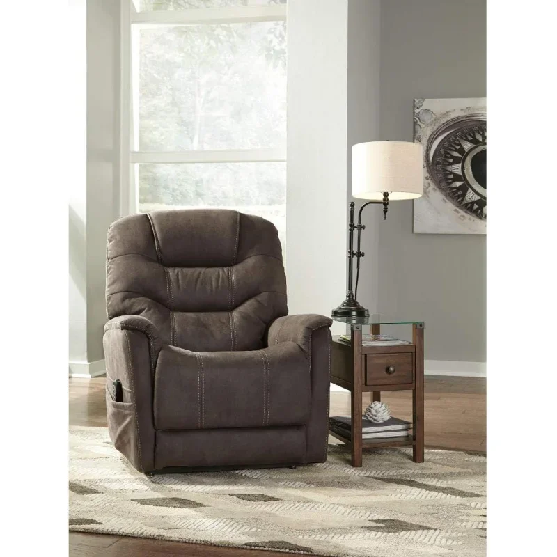 by Ashley Ballister Contemporary Power Lift Recliner, Brown