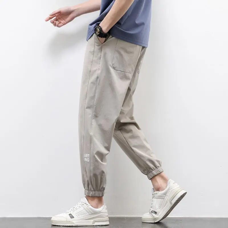 Summer Men Clothing Casual Sweatpants Korean Streetwear Fashion Male Quick Drying Elastic Waist Thin Versatile Loose Trousers