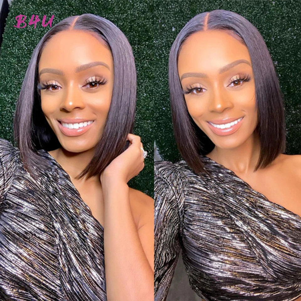 

Brazilian Blunt Cut Bob Wigs Straight Lace Front Wigs Short Human Hair Bob Closure Wig Natural Hairline 13x4 Lace Frontal Wigs