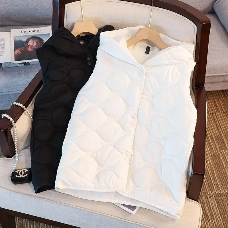 

Новый Белый пуховой жилет из хлопка, женский жилет без рукавов, верхняя одежда, осенне-зимний жилет, женский жилет, пальто, женский жилет 4XL