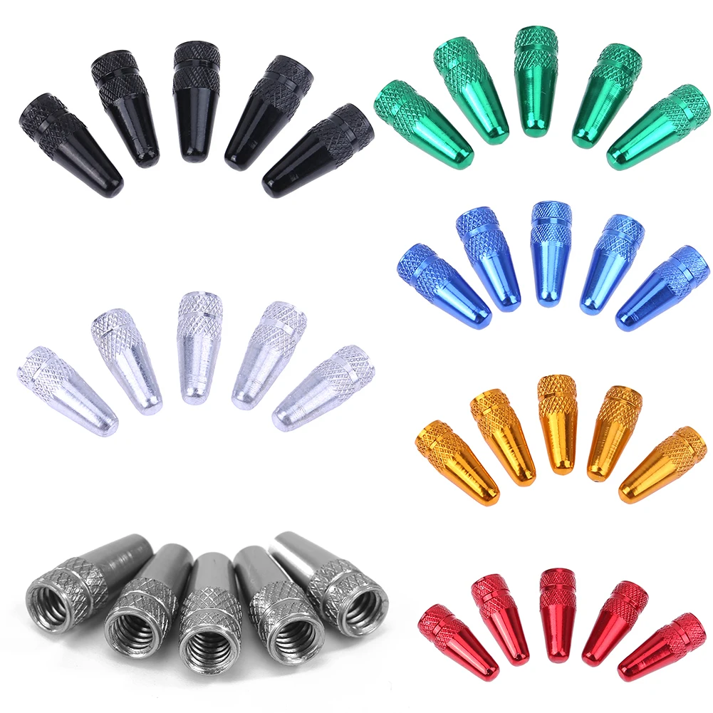 Set of 5 Premium Bicycle Valve Stem Dust Caps for Mountain and Road Bikes
