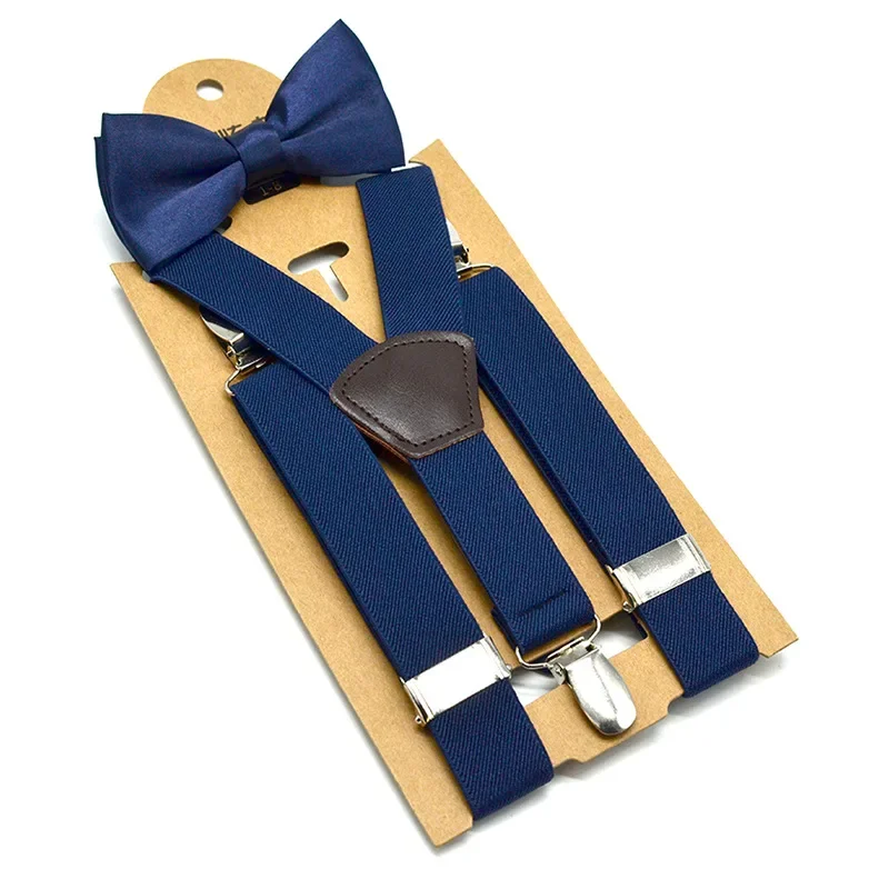 Children New High Elastic Bow-knot Set Kids Baby Boy Toddler Party Wedding Matching Braces Suspenders Fashion Luxury Bow Tie Set