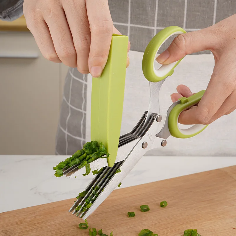 

Muti-Layers Kitchen Scissors Stainless Steel Vegetable Cutter Scallion Herb Laver Spices Cooking Tool Cut Kitchen Accessories