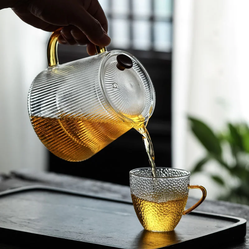 Japanese Style Stripes High Borosilicate Glass Teapot With
